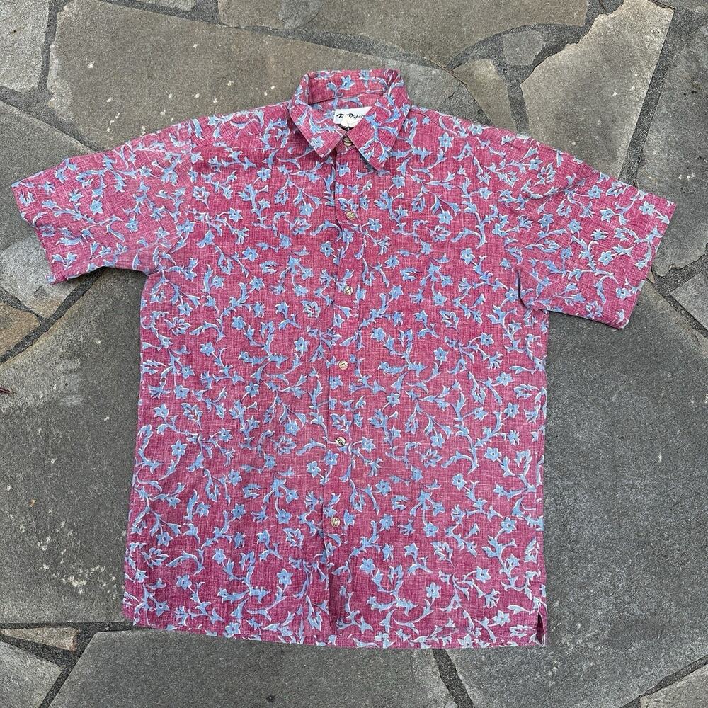 Vintage Tori Richard Hawaiian Shirt Mens Small Red Aloha Floral Button Up USA